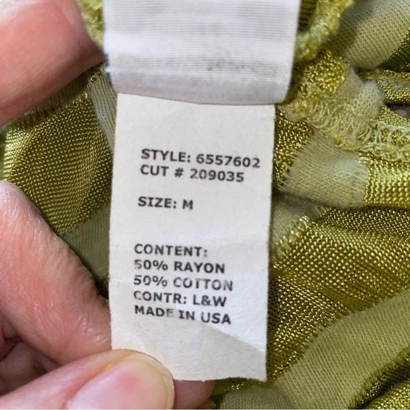 Cut • Loose Chartreuse Green Swing Top Relaxed Lagenlook Layered Style Rib Tunic - Picture 5 of 8